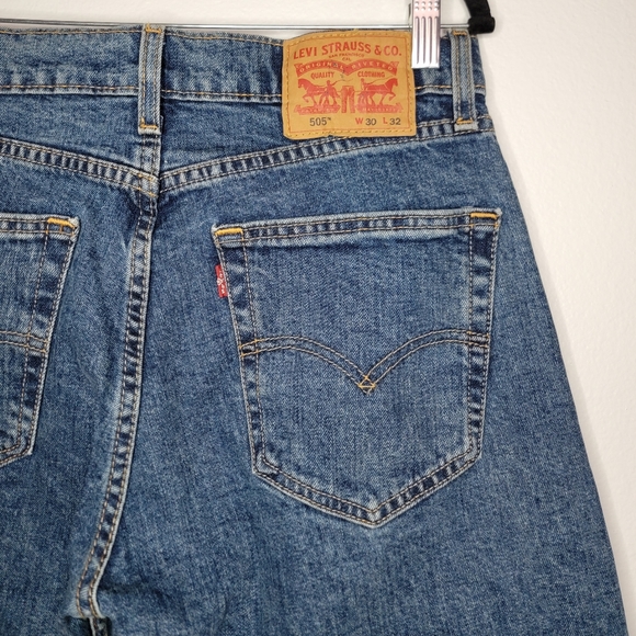 Levi's Men's 505 Blue Jeans Regular Straight Stretch Size Waist 30 Length 32 (1) - Picture 5 of 7